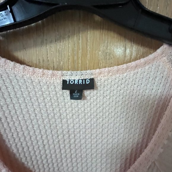 long sleeve waffle knit peplum top - Picture 3 of 3